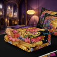 thumbnail image 5 of Homewish 3D Sun and Moon Zipper Full Size Comforter Sets with Fitted Sheet and 2 Pillowcases, Rainbow Flowers Zipper Bedding Set, Black Reversible, 5 of 7