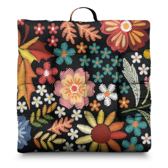 Watercolor Daisy & Lavender Pillow 22x22 Inch Boho Cushion, Artistic Floral Mix, Lightweight for Balcony