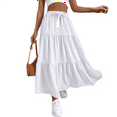 thumbnail image 3 of Women High Waisted Flowy Tiered Linen Skirt Casual Pleated A-Line Beach Long Skirts with Tie White XXL, 3 of 7