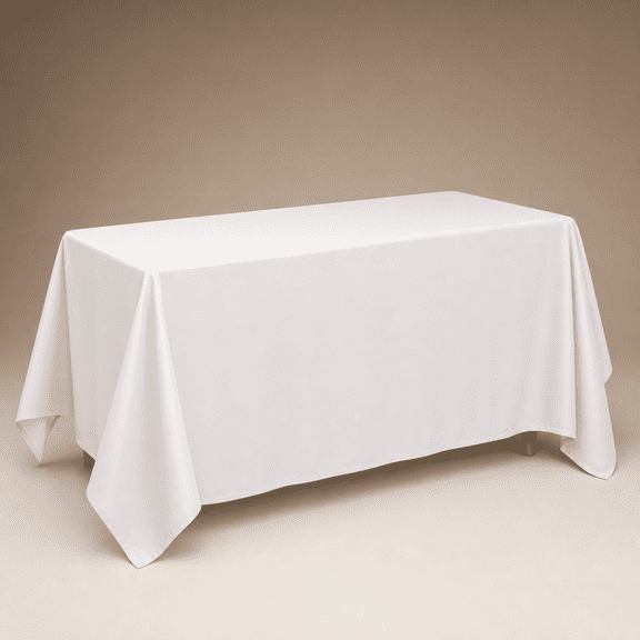 Rectangular Polyester Tablecloth, 90" x 132", White, For Dining and Special Occasions