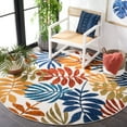 thumbnail image 3 of SAFAVIEH Cabana Elouise Botanical Indoor/Outdoor Area Rug, Creme/Red, 3' x 3' Round, 3 of 12