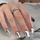 thumbnail image 2 of Uñas postizas cuadradas cortas con acabado cromado plateado blanco, uñas postizas doradas Sxvme, uñas acrílicas de metal con acabado espejo, uñas postizas metálicas de longitud media, uñas brillantes, 2 of 8