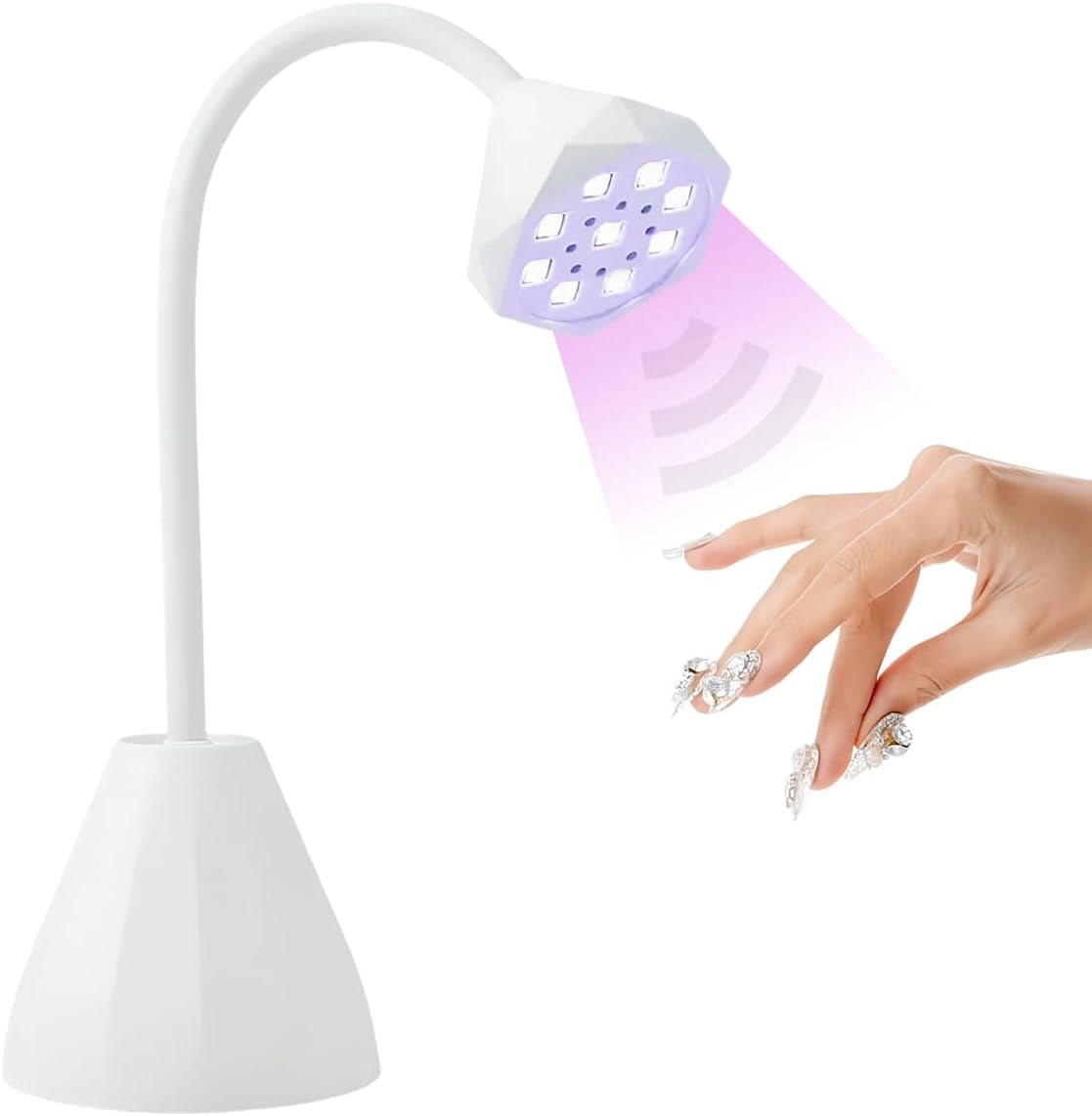 UV LED Nail Lamp with Smart Sensor, Portable Rechargeable Mini Lotus Hands Free Light Rotatable Cordless Nail Dryer Quick Dry Nail Gel Polish Curing Cure Light for Home & Salon