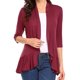 thumbnail image 3 of VISgogo Mujeres Primavera Otoño Cardigan Tops, 3/4 Manga Casual Color sólido Volantes Dobladillo Delgado Tops Abrigo VISgogo  moda, 3 of 4