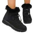 thumbnail image 5 of Gyexs Winter Boots for Women Snow: Furry Lined Warm Ankle Boots - Adjustable Waterproof Outdoor Zipper Snow Shoes, Black, Size 6.5, 5 of 8