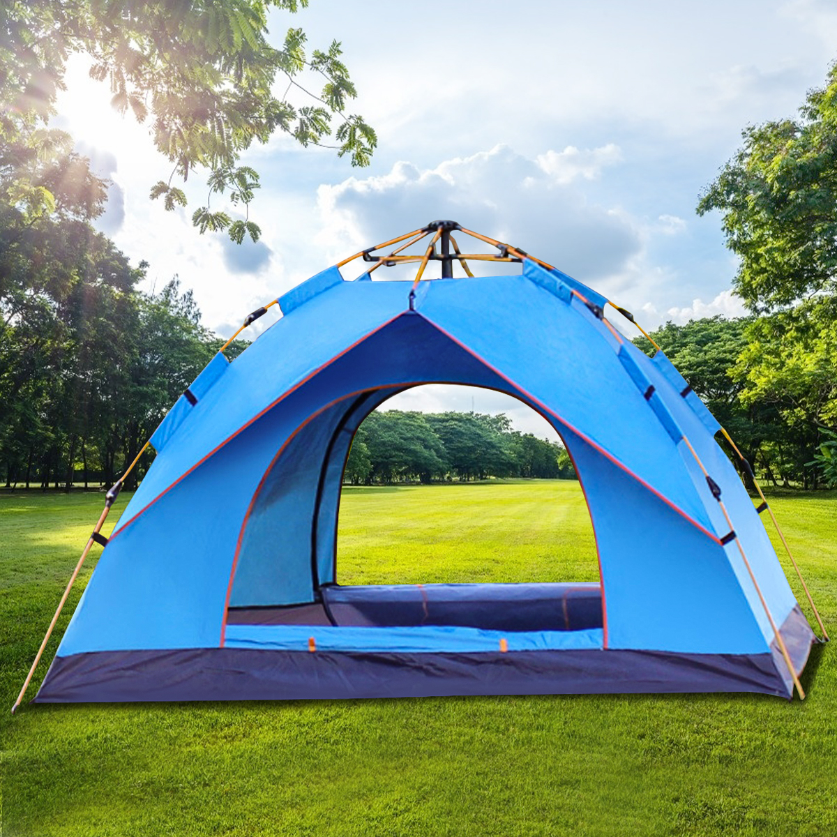 特別価格Mansader Person Camping Tent for Outdoor Camping Family Beach Hiking  Travel (Orange)並行輸入 テント