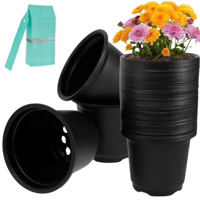 Plant Pot 100Pcs PP Flower Pot 4in Reusable Flower Planter with 8 Drainage Holes Multipurpose Gardening Tools