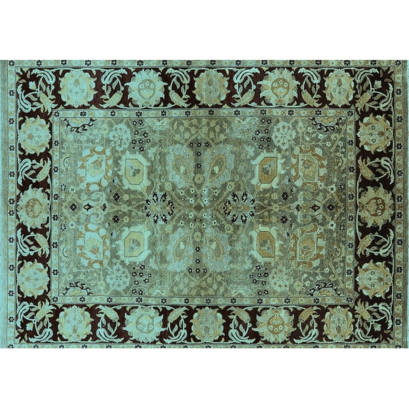 Ahgly Company Indoor Rectangle Oriental Light Blue Industrial Area Rugs, 8' x 12'