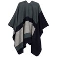 thumbnail image 2 of Sakkas Mari Women's Reversible Large Poncho Shawl Wrap Scarf Cape Ruana Blanket - StripeSteelBlue - One Size Regular, 2 of 7
