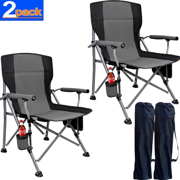 Camping Chairs Clearance for Adults, Portable Folding Lawn Chairs for Outdoor, 2Pack-Gray