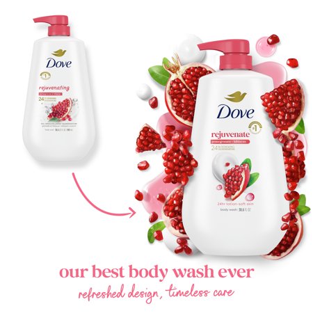 (3 PACK) DOVE BODY WASH FOR WOMEN REJUVENATING POMEGRANATE & HIBISCUS ALL SKIN, 30.6 OZ WITH PUMP