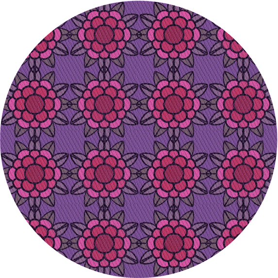 Ahgly Company Indoor Round Patterned Dark Orchid Purple Area Rugs, 6' Round