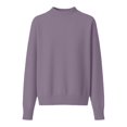 thumbnail image 7 of Women's Mock Neck Sweater, Solid Color Long Sleeve Pullover, Loose Fit Casual Basic Top, Fall Winter Everyday Knit Sweater, Simple Crewneck Pullover Light Violet L, 7 of 7