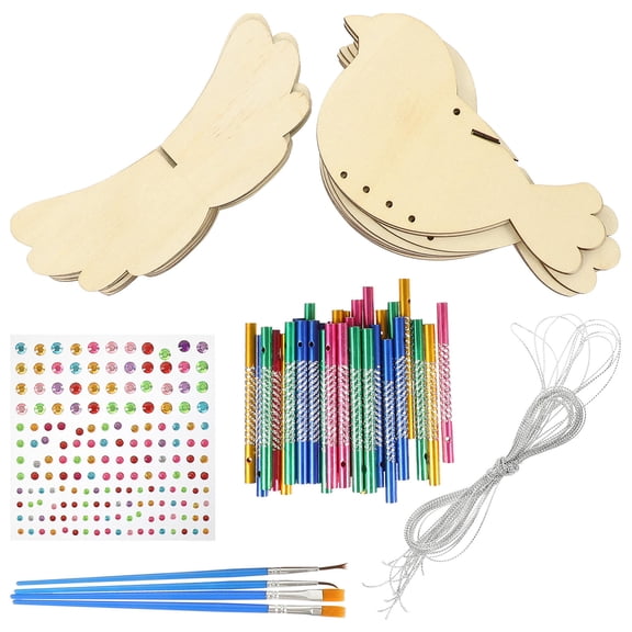 HOMOBABE Wind Chime Craft Kit with Wood and Plastic Bird Shapes, Perfect for Art and Hobbyists