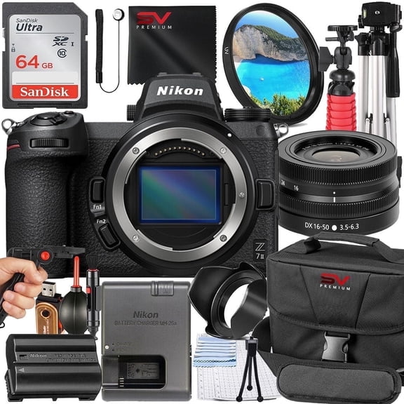 Nikon Z7 II Mirrorless Camera with 16-50mm Lens   SanDisk 64GB Memory Card   Pistol Grip Tripod   SV Premium Accessory Bundle (International Version)