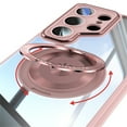 thumbnail image 7 of Designed for Samsung Galaxy S24 Ultra Crystal Clear Back Case, Luxury Case with Lens Protector Drop Protective Magnetic Rotating Ring Kickstand Shockproof Thin Fit Phone Case Cover, Pink, 7 of 7