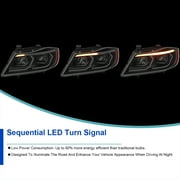 Spec-D ضبط الأسود المزدوج العارض المصابيح الأمامية مع 3 D LED أنبوب وبدء التشغيل الرسوم المتحركة متوافق مع 2006-2011 BMW 3-سلسلة E90 سيدان/E91 عربة، اليسار + اليمين زوج المصابيح الأمامية الجمعية