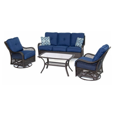 Sahara Wicker - Hanover Orleans Wicker 4 Piece Patio Conversation Set