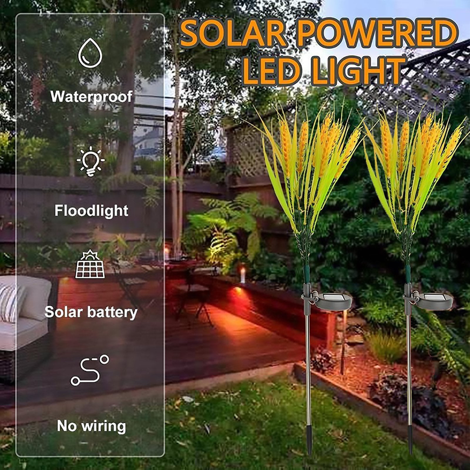 Details about   Solar Powered Wheat Ear Flower LED Lights Garden Stake Lamp Yard Outdoor Decor 