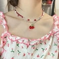 thumbnail image 4 of XISAOK Sweet Cute Red Cherry Pendant Choker Necklace Short Necklace Women Jewelry, 4 of 9