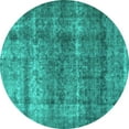 thumbnail image 1 of Ahgly Company Machine Washable Indoor Round Persian Turquoise Blue Traditional Area Rugs, 4' Round, 1 of 4