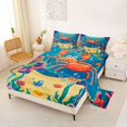 thumbnail image 2 of spefrowx Cartoon Orange Crab Queen Sheets for Kids, Coral Tropical Fish Seabed Queen Sheet Sets, 4-Piece, 1 Flat Sheet, 1 Fitted Sheet and 2 Pillowcases, 2 of 5