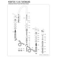 thumbnail image 6 of Kingston Brass KS8728CMLBS Manhattan Double-Handle Widespread Kitchen Faucet with Brass Sprayer, Brushed Nickel, 6 of 7