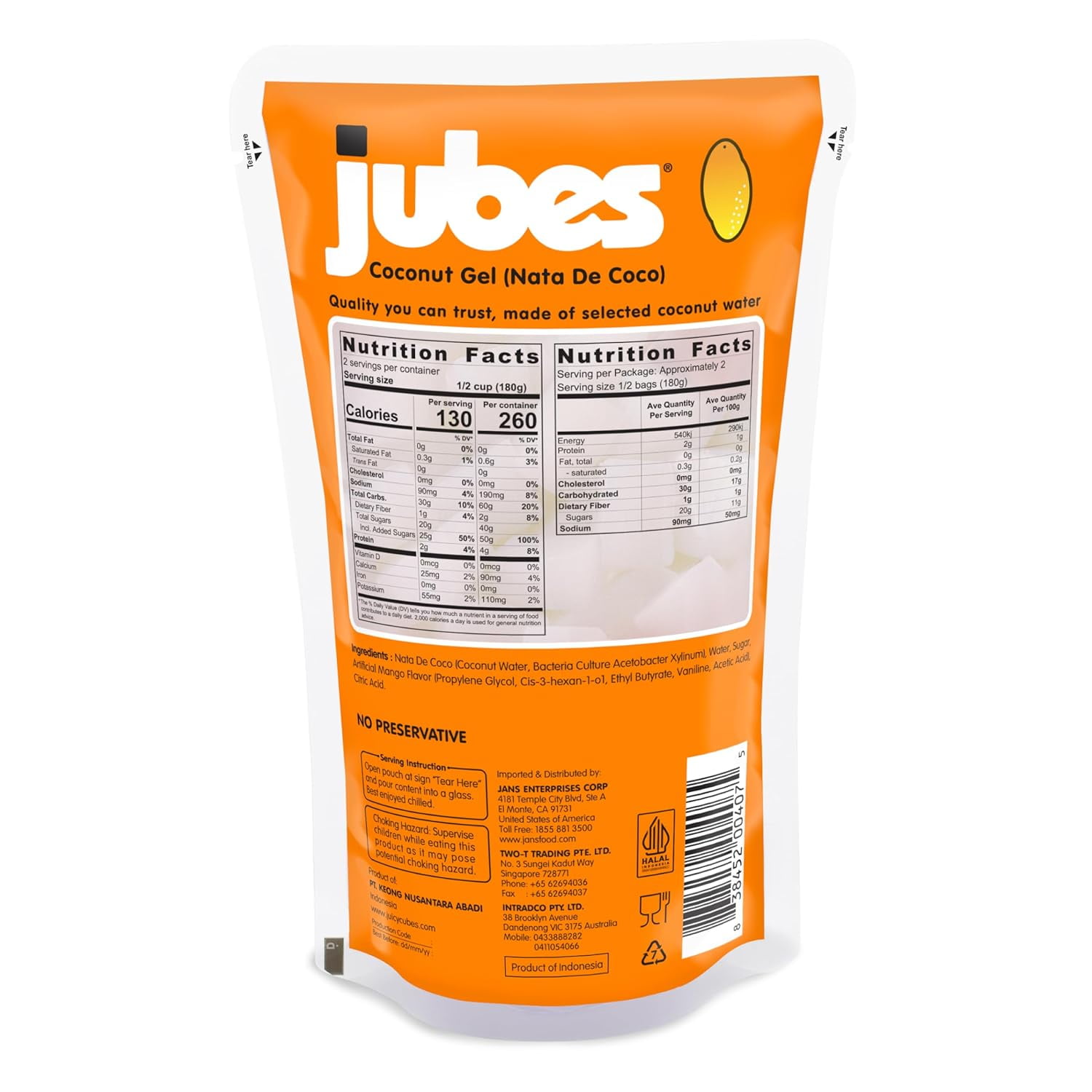Jubes Strawberry & Mango Nata De Coco Jelly Cubes (12.7 oz, 3 of Each Flavor) - Strawberry & Mango Coconut Jelly Cubes for Sago - Coconut Gel in Syrup Toppings for Fruit Tea, Boba, & all Beverages