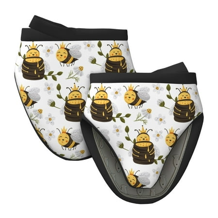 

Qekee Honey Bee Insect Print Non-Slip Mini Oven Mitt Silicone Oven Mitts Heat Resistant Kitchen Mittens Pinch Mitts Cooking Mitts