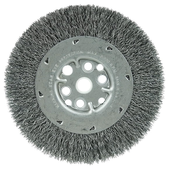 Weiler 01505 6" Maximum Density Crimped Wire Wheel.014" Steel Fill. 5/8"-1/2" Arbor Hole