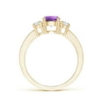 thumbnail image 2 of ANGARA Natural Classic Three Stone Amethyst and Diamond Ring in 14K Yellow Gold for Women (Size-6mm) | February Birthstone, Birthday, Anniversary, Jewelry Gift for Women | Natural Amethyst Ring, 2 of 9