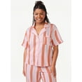 thumbnail image 3 of Joyspun Women's Woven Notch Collar Pajama Top, Sizes S to 3X, 3 of 6