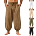 thumbnail image 2 of Yungyresw Mens Harem Pants Casual Drawstring Waist Baggy Wide Leg Jogger Pants Fall Outdoor Running Workout Athletic Trousers Khaki XL, 2 of 8