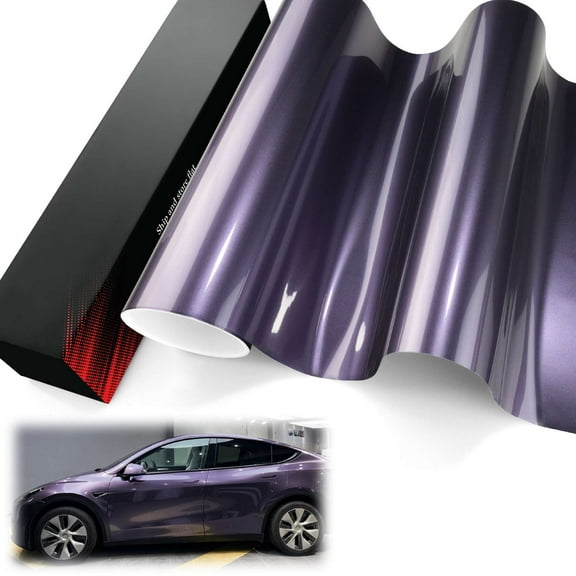 PET Liner Vinyl Super Gloss Metallic Ube Purple Automotive Wrap Car Vehicle Bubble Free Air Release