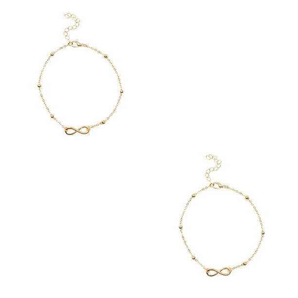 Minnieouse Tobillera para niñas, exquisito estilo Simple, adornos para los tobillos, accesorio de moda, cadenas para pies para decoración de vestidos, dorado en forma de 8 2piezas Minnieouse CBP200238
