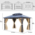 thumbnail image 3 of Dextrus 10x12ft Hardtop Gazebo, Double Roof Polycarbonate Gazebo Outdoor with Netting and Shaded Curtains for Patio, Garden, Lawn, Party, 3 of 5