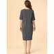 thumbnail image 5 of Camisa de dormir elegante frontal con botones de mangas cortas para mujer con camisón de dormir con bolsillos Gris M, 5 of 6