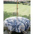thumbnail image 2 of Outdoor Tablecloth with Umbrella Hole Zipper Modern Tree Branches Round Tablecloth 60" Waterproof Outside Table Cloth Contemporary Sky Blue Botanical Patio Table Cover Tablecloths for Picnic Party, 2 of 8