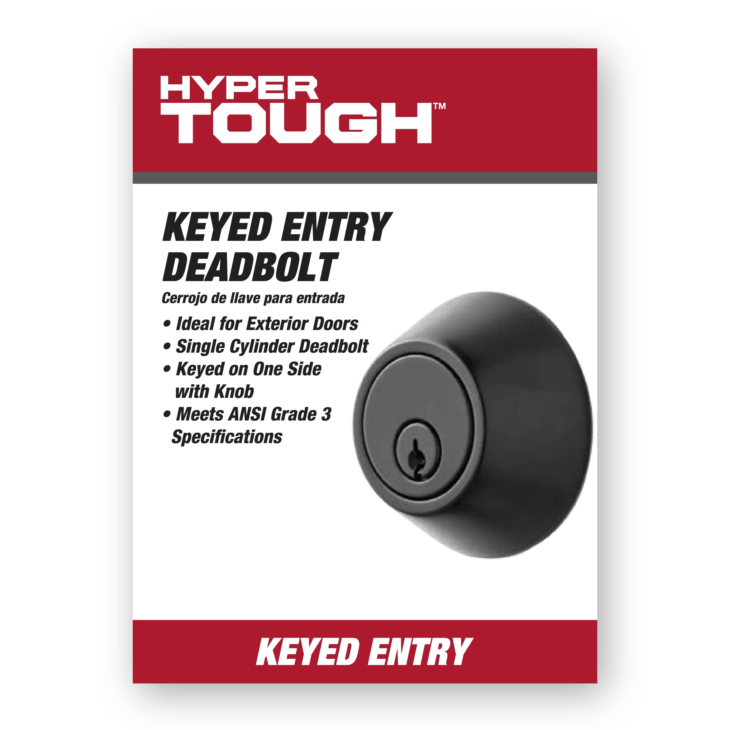 (4 pack) Hyper Tough Keyed Entry Single Cylinder Deadbolt Matte Black