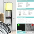 thumbnail image 5 of Floor Lamp with Shelves, Dimmable Solid Wood Corner Tall Bookshelf Lamp with 1 Drawer and 2 USB Ports & 1Power Outlet,Standing Lamp for Living Room and Bedroom, Office(Black,Modern), 5 of 8