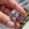 thumbnail image 2 of Bluebelljewels Beautiful Deer Antler Wedding & Engagement Ring Set Heart Cut CZ Bridal Ring Set for Her, 2 of 5