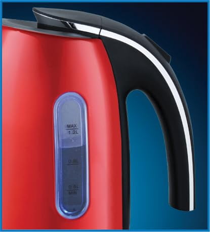 EUROSTAR EKS12RD 1.2L Stainless Steel Electric Kettle, Red