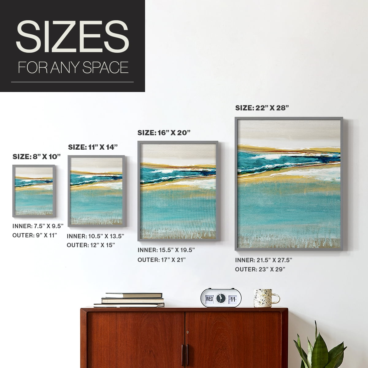 Aqua Quartz V1 Framed Print in Gray Solid Wood Framed Print No Nail Hanging