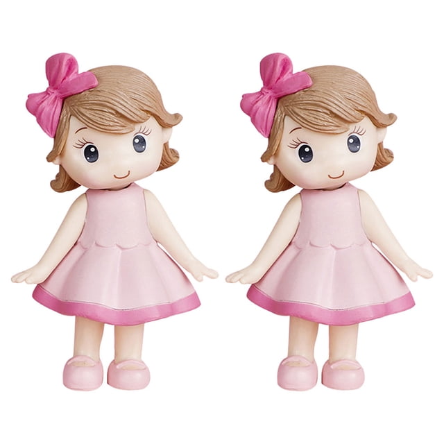 2 uds. Adorno para pastel de niña, adornos para pastel de niña, estatuilla bonita para niña, adornos para pastel, decoración para fiesta de cumpleaños, decoración de escritorio para niña