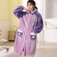 thumbnail image 1 of Pijama de vellón coral grueso para mujer, de manga larga, con capucha, bonito dibujo animado de perro, camisón de terciopelo cálido, traje de franela para el hogar, 1 of 6