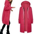 thumbnail image 3 of BUWTTED Womens Hoodies 2025 Zip Up Sweatshirts Oversized Fashion Long Hooded Fall Winter Fleece Jackets with Pockets Hot Pink XXXL, 3 of 7