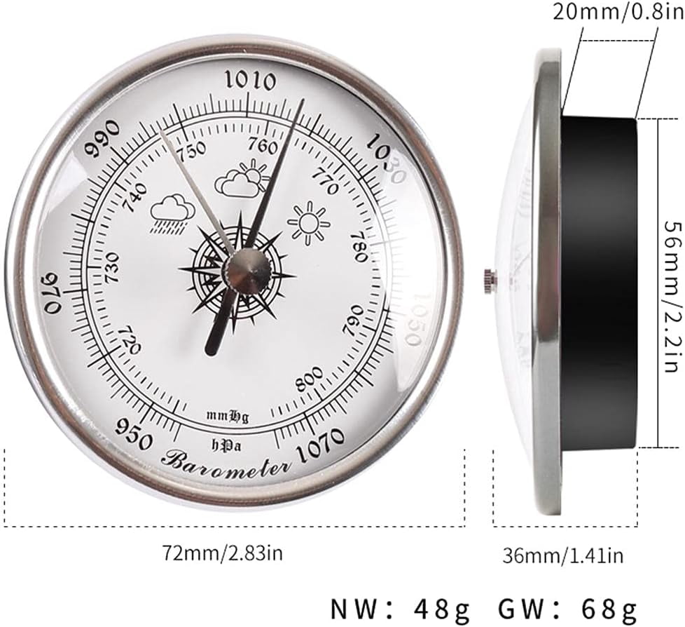 Barometer,72 mm Metal Alloy Wall Hanging baromete,3pcs/Set Weather Station,Barometer Hygrometer Temperature