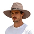 thumbnail image 5 of Timeless Fedora Hat For Everyday Leisure – Wide Brim Jazz Style With Ethnic Design Flat Unisex Fashion Headwear Cowboy Hat, OTHER, 5 of 5