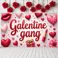 thumbnail image 6 of Red Hearts Galentine Banner Gold Stars BFF Display Lipstick Design Gift Box Pattern Friendship Backdrop for Galentine's Day Party BFF Gathering Girls' Night, 6 of 9