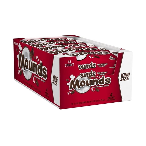 Mounds Dark Chocolate and Coconut King Size 18 Count - 3.5 oz
